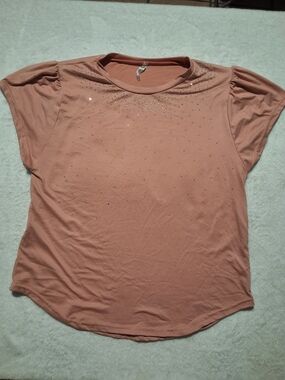 Embellished Dusty Rose Short Sleeve Tee
